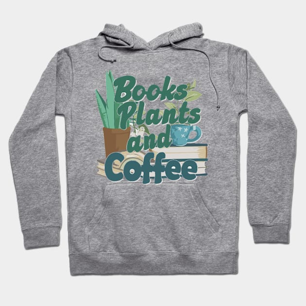 Books Plants And Coffee, Retro Hoodie by Chrislkf